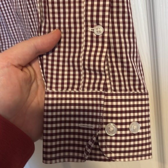 Bonobos men’s maroon gingham tailored fit button down shirt size 15.5 - Picture 6 of 9